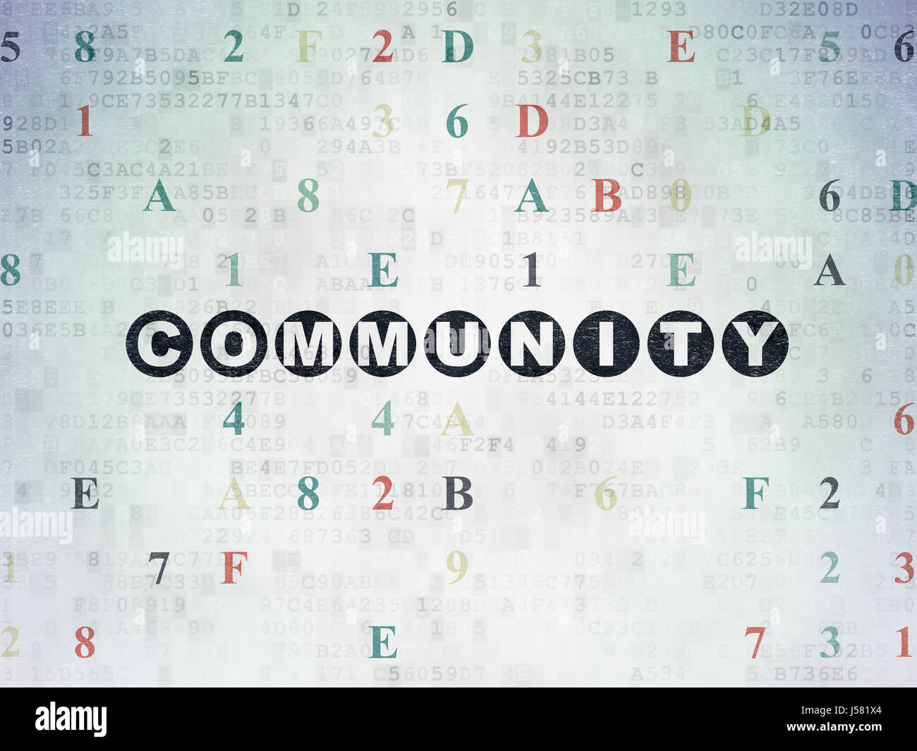 Social network concept: Community on Digital Data Paper background ...