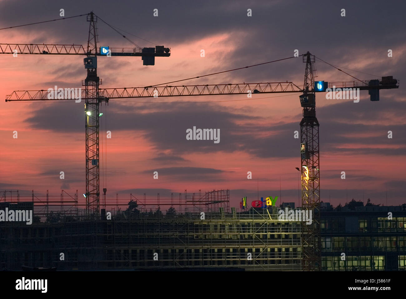 build sunset scaffold scaffolding construct construction firmament sky