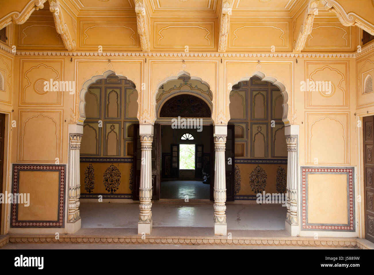 Halls in Nahargarh Fort, near Jaipur in the Indian state of Rajasthan. Stock Photo