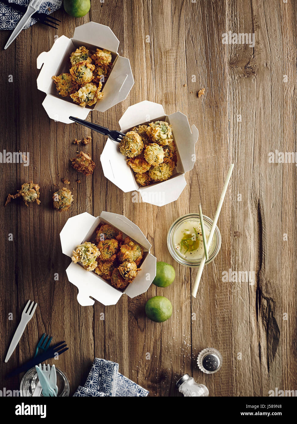 Crisp deep fried brussel sprouts Stock Photo