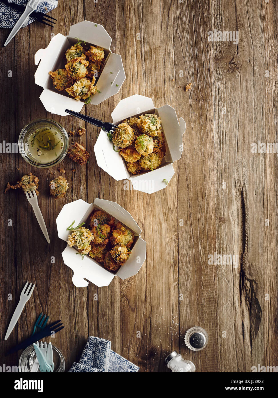 Crisp deep fried brussel sprouts Stock Photo