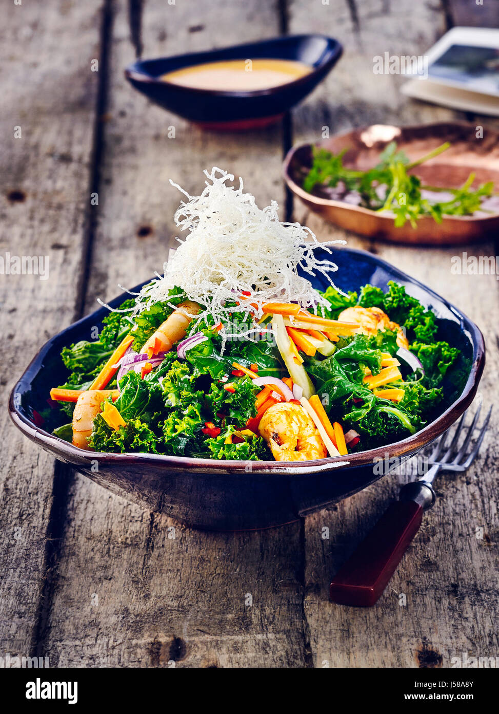 Asian kale salad with peanut dressing Stock Photo Alamy