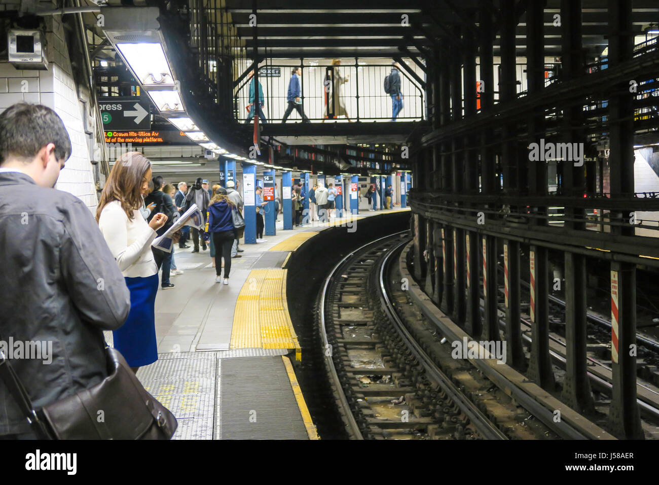 Subway Platform in New York City, USA Stock Photo