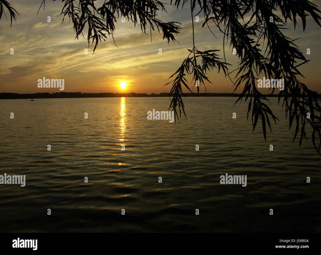 sunset waves romanticism radio silence quietness silence golden evening light Stock Photo