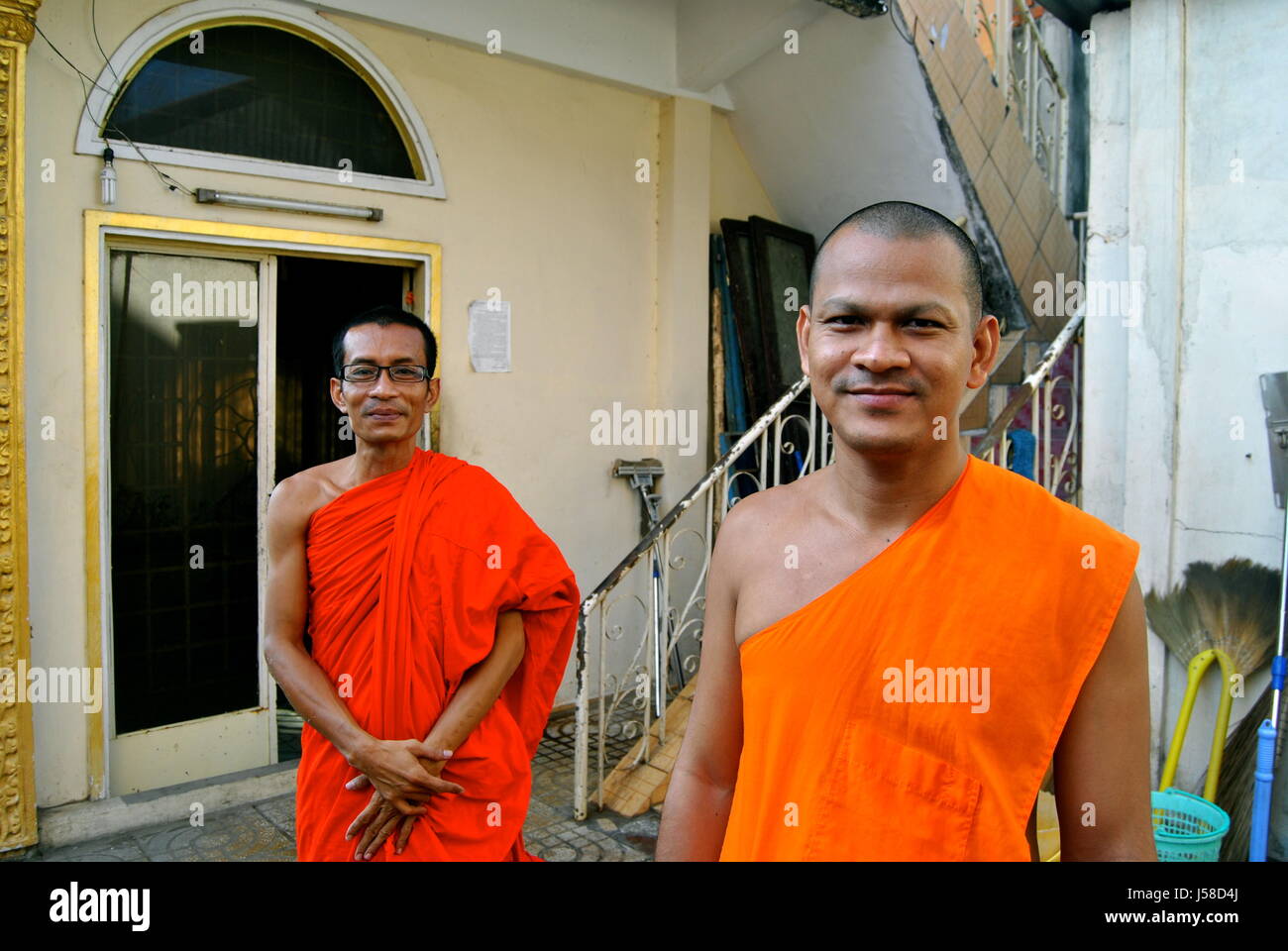 Cambodian monks, Can Tho, Vietnam Stock Photo