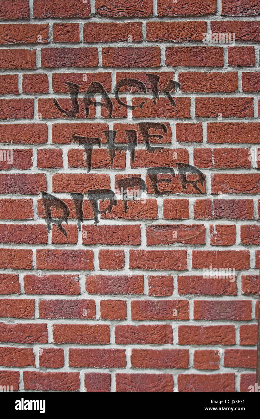 wall writing font typography sprayer brick 191 jack ripper schriftzug jack the Stock Photo