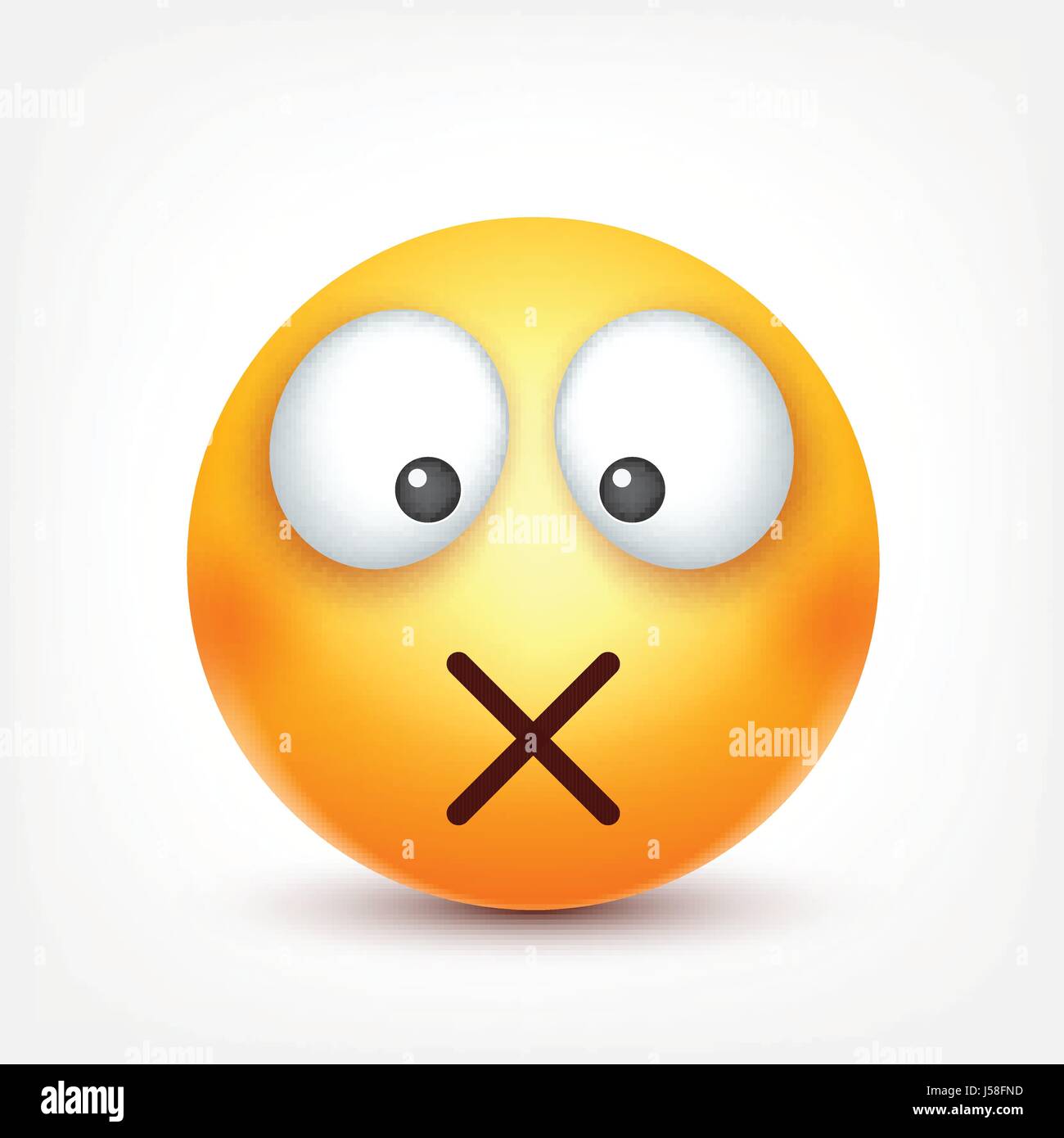 Smiley,emoticon. Yellow face with emotions. Facial expression. 3d realistic emoji. Funny cartoon character.Mood. Web icon. Vector illustration. Stock Vector