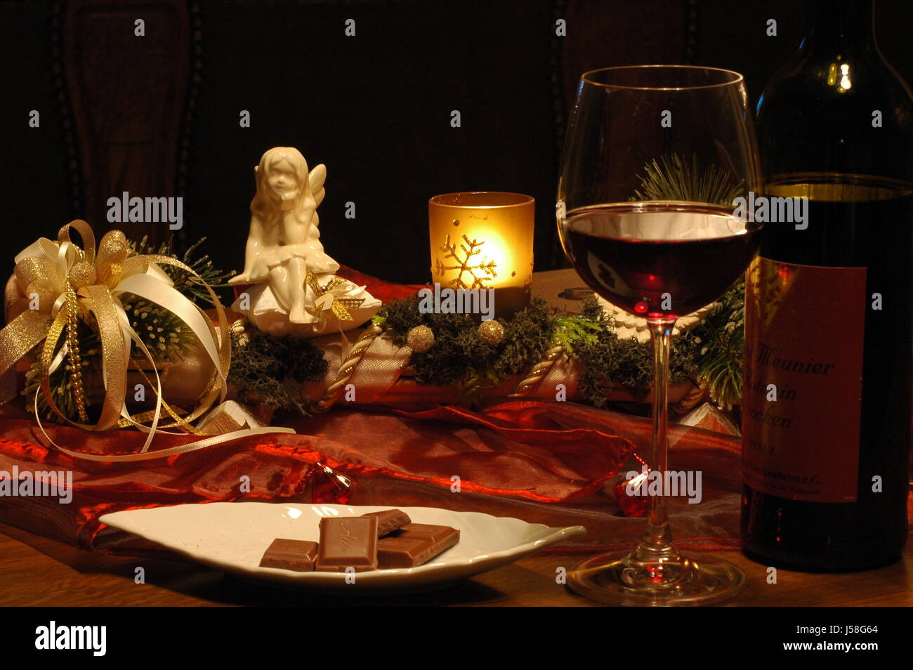 wine and chocolate Stock Photo