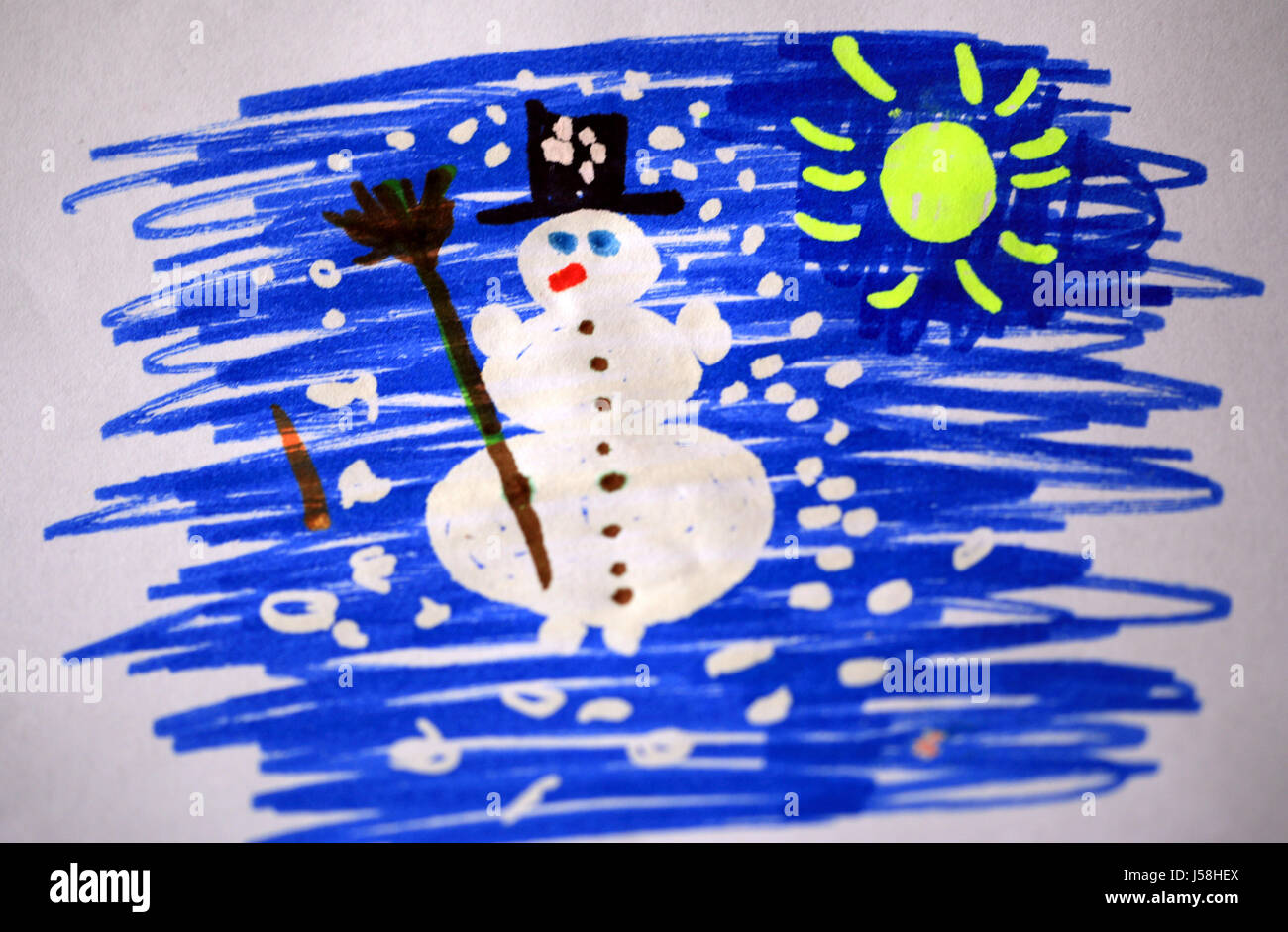 tree winter graphic snowman drawings photo picture image copy deduction snow Stock Photo