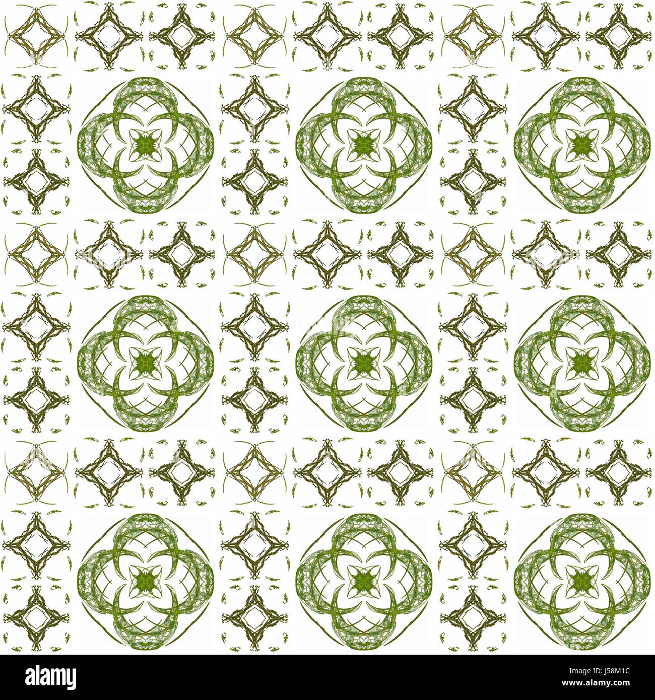 Seamless texture with 3D rendering abstract fractal green pattern on a ...