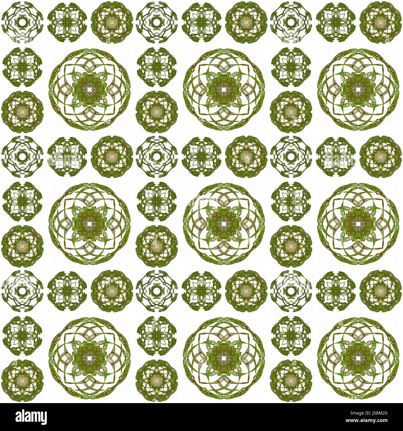 Seamless texture with 3D rendering abstract fractal green pattern on a ...