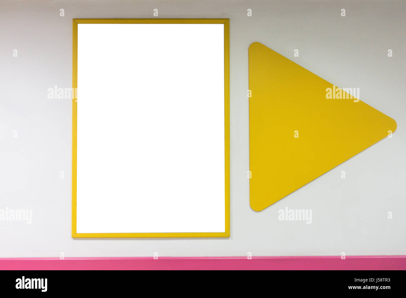 Download Mock Up Blank Poster Frame With Yellow Frames Hanging On Wall In Stock Photo Alamy PSD Mockup Templates