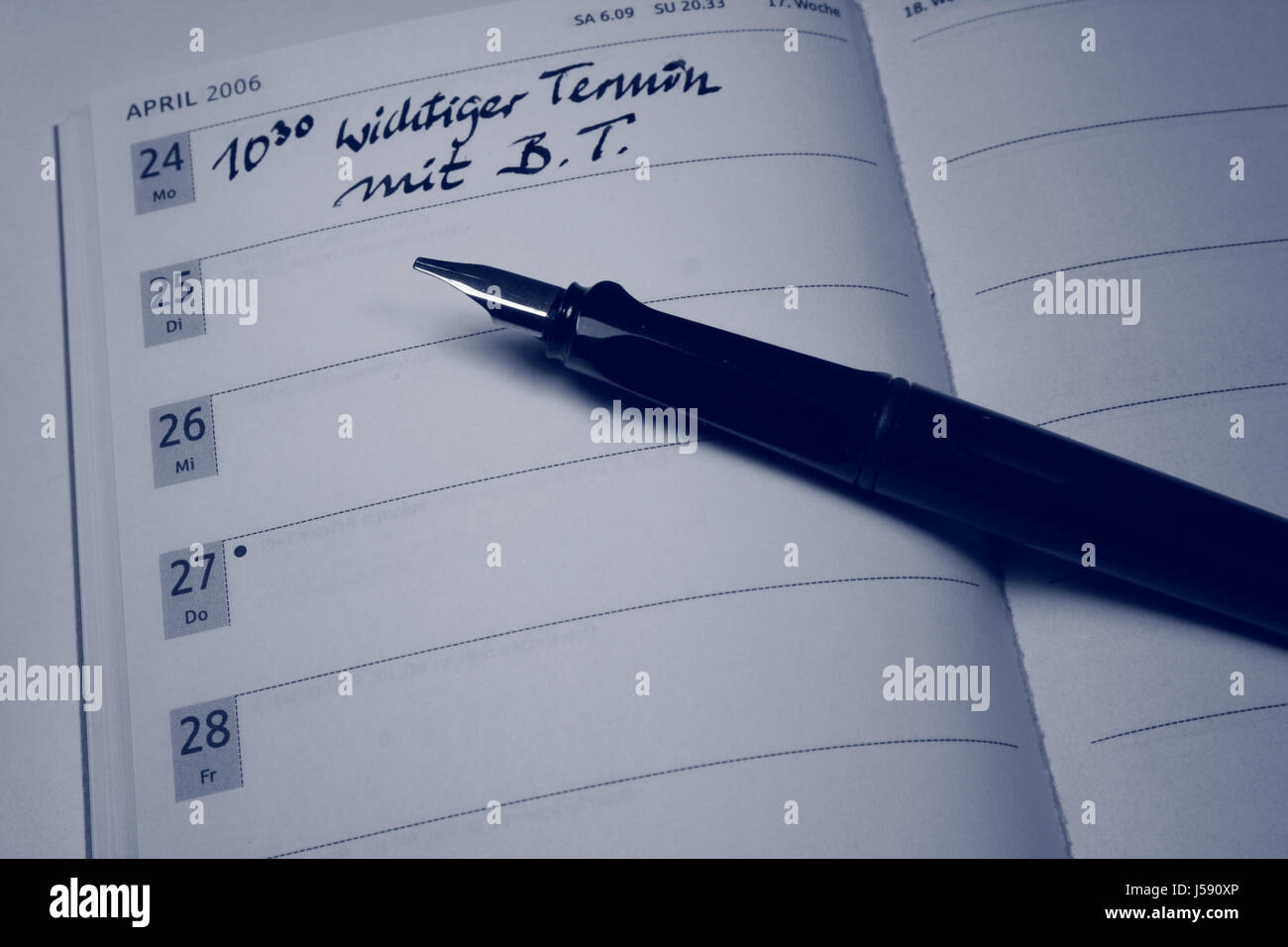 date time time indication forget diary april become aware of memory penholders Stock Photo