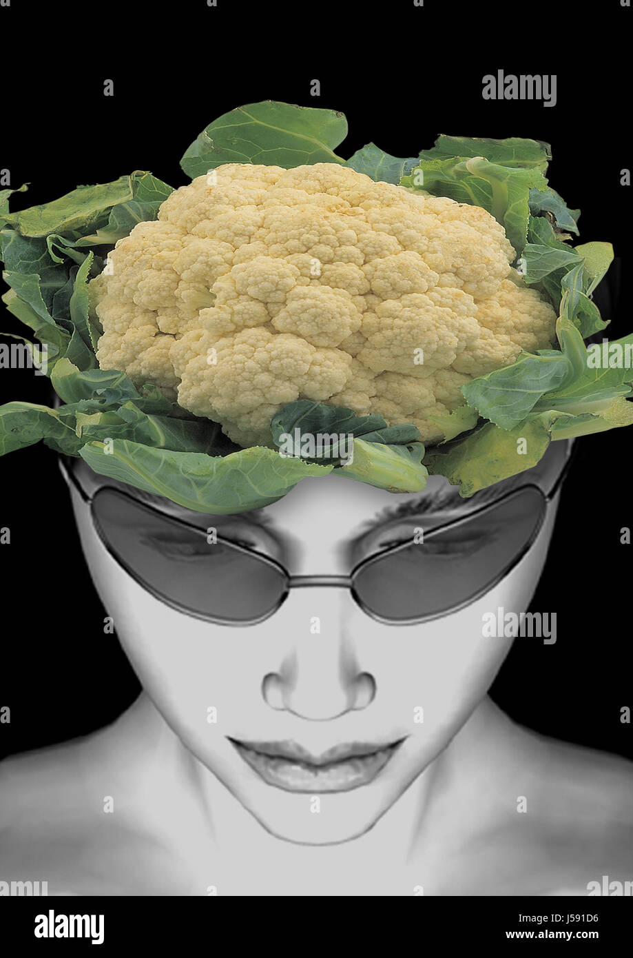 woman,face,memories,cauliflower,memory,brain,head,memory Stock Photo