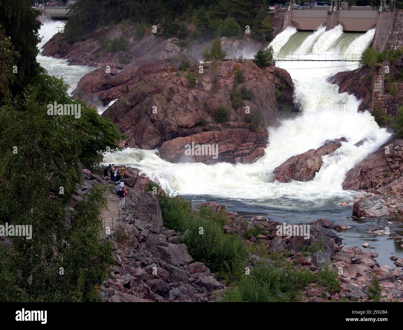 danger flow waters sweden stream waterfall ceramic tiles wave sluice dam Stock Photo