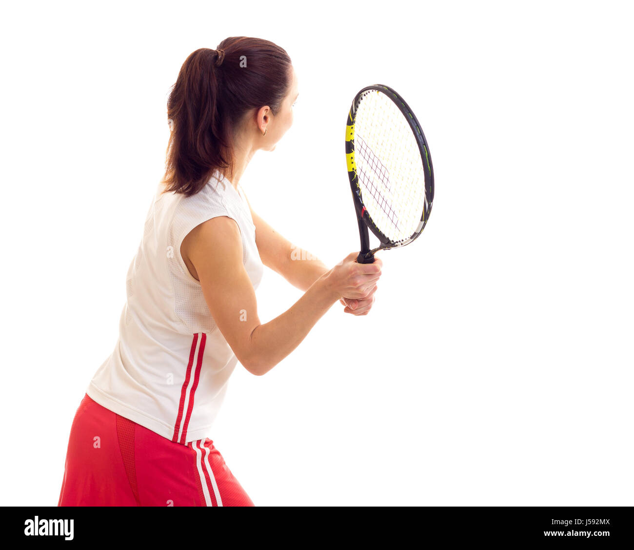Woman with tennis racquet Stock Photo - Alamy