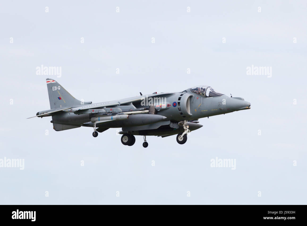 BAE Harrier GR9 of 41(R) Squadron, RAF on approach to RAF Waddington International Airshow - arrivals 02 July 2010 Stock Photo