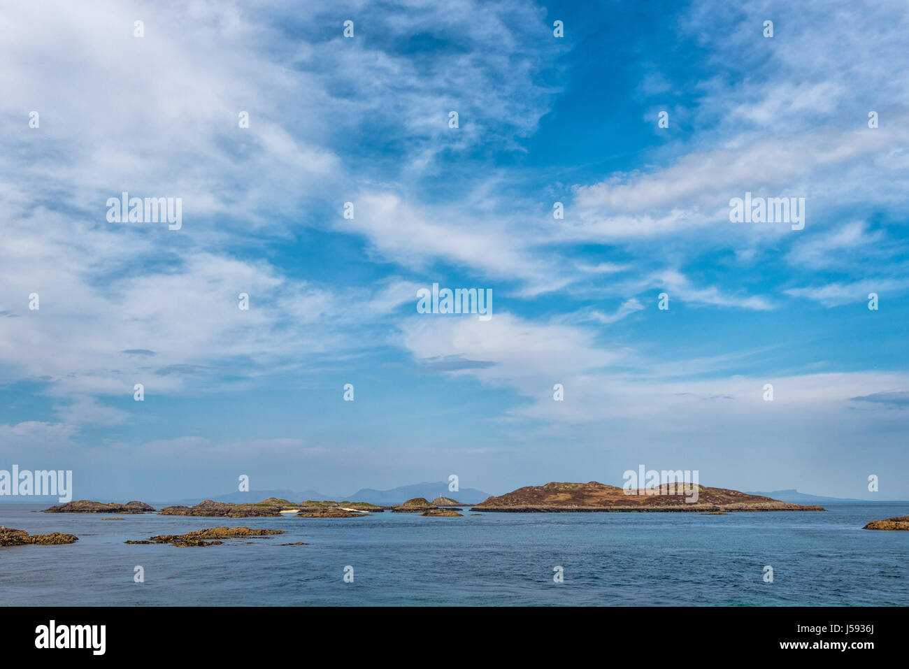 The Cairns of Coll from North Shore on the Isle of Coll Stock Photo
