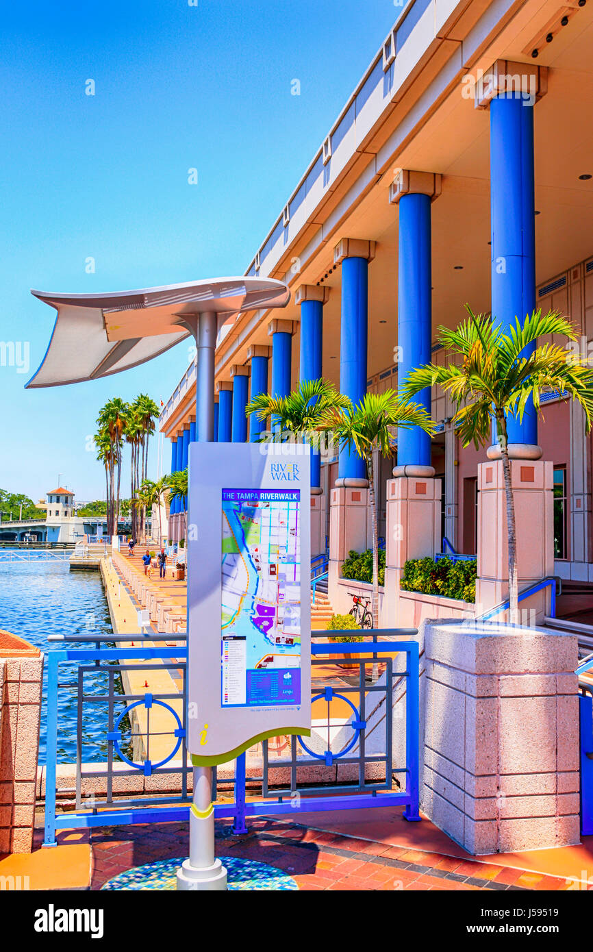 Outside the pink Tampa Convention Center building in Florida Stock