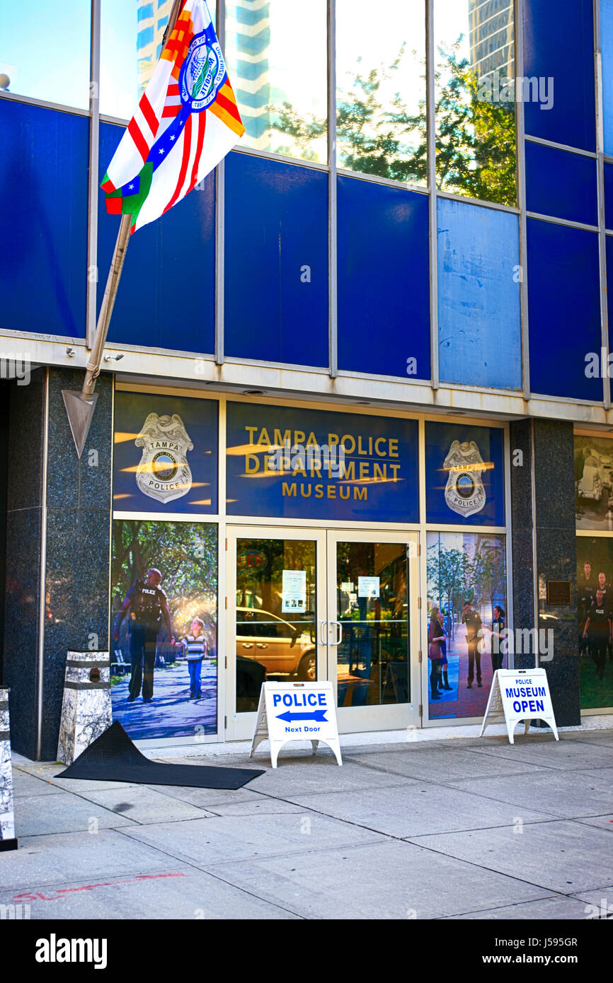 The Tampa Police building and Museum on Franklin Street in the downtown area of this Florida city. Stock Photo