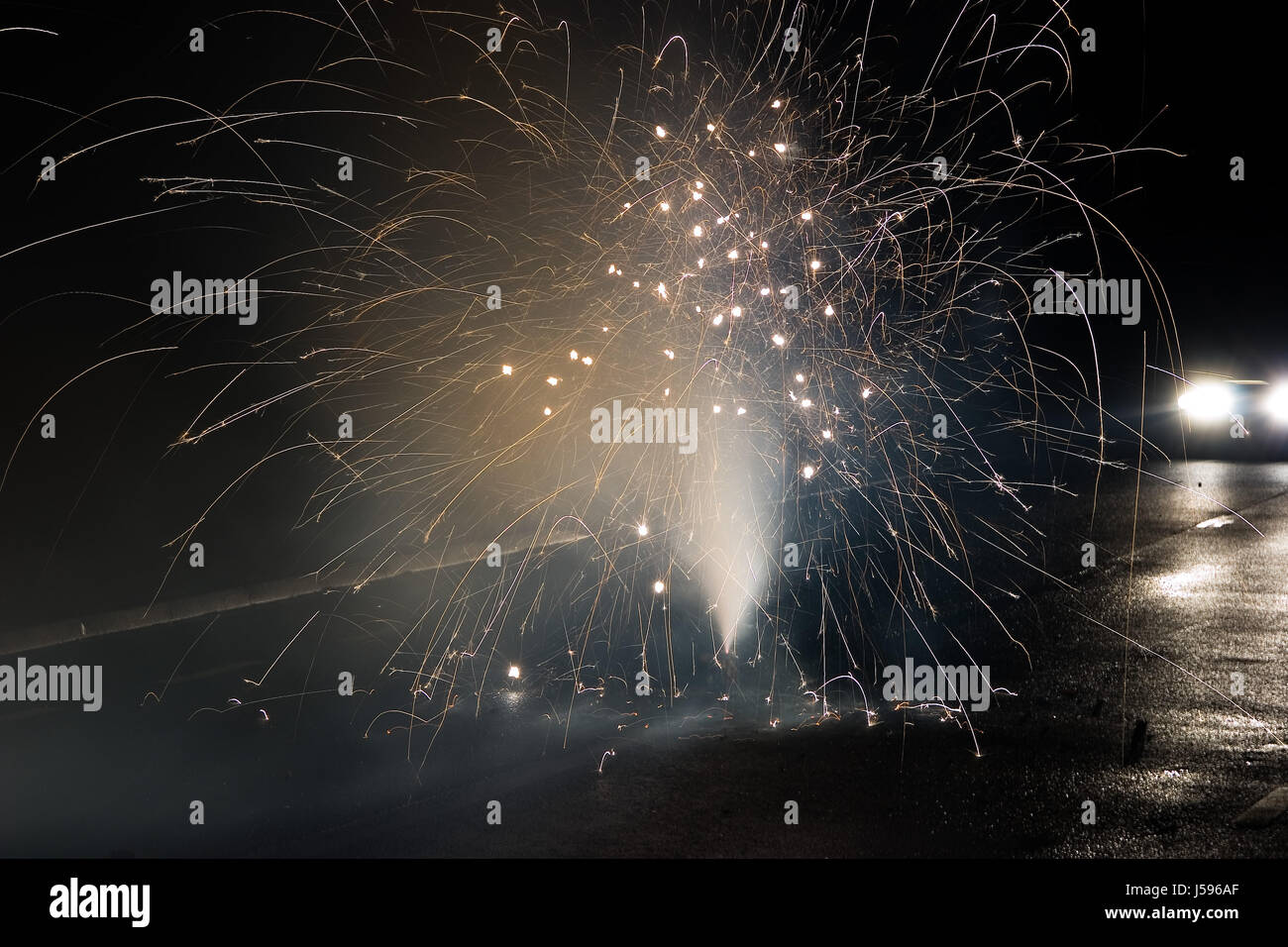 ground fireworks Stock Photo
