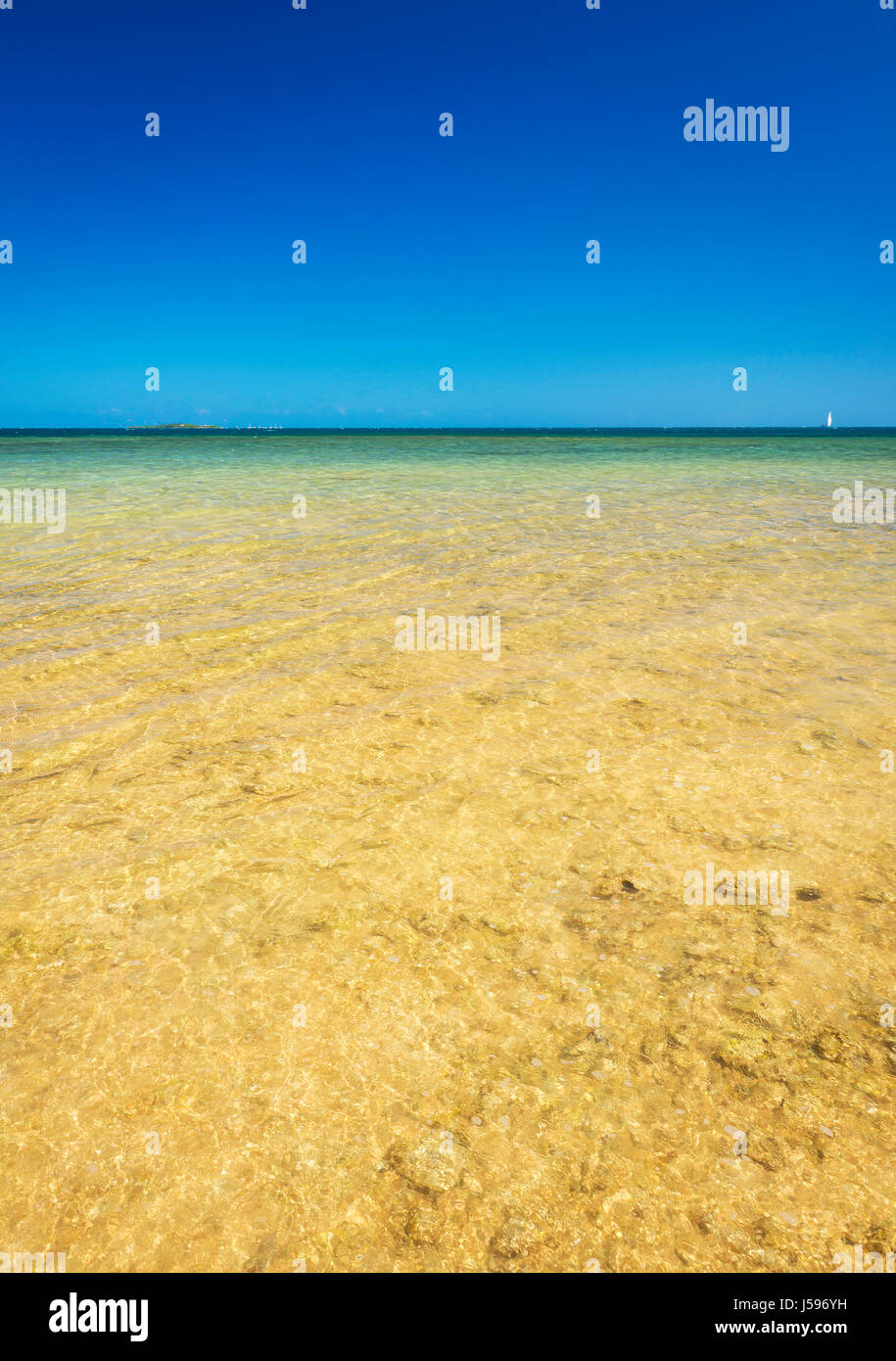 View from Duck Island over clear tropical waters in New Caledonia in the South Pacific Stock Photo