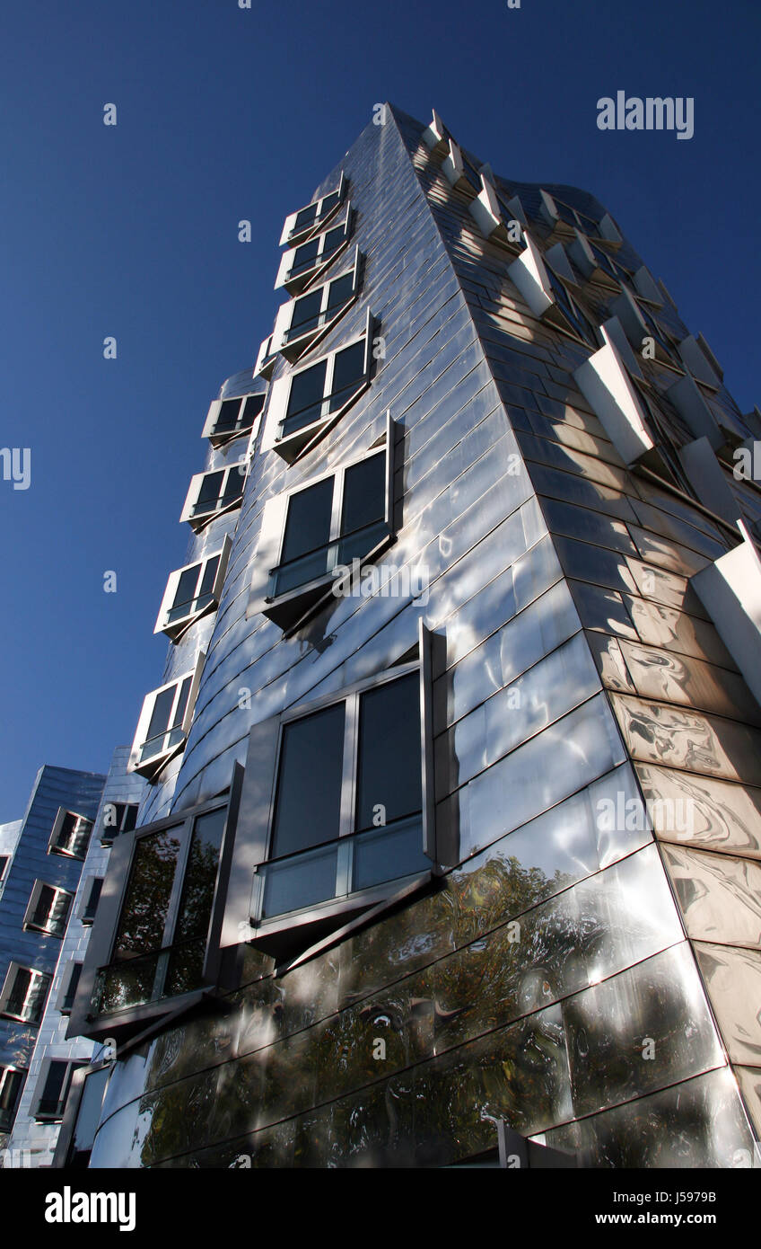 art window porthole dormer window pane silver high-grade steel office building Stock Photo