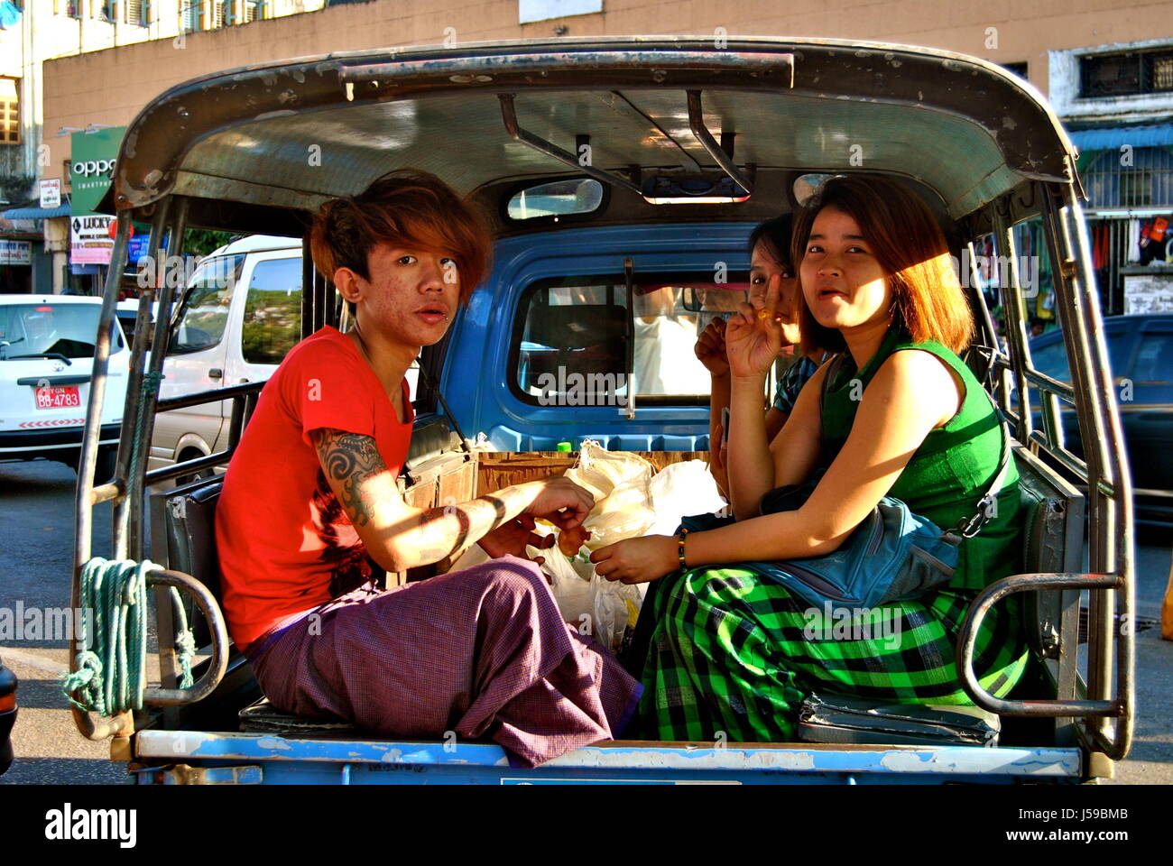 Young Burmese people, Yangon, Myanmar Stock Photo
