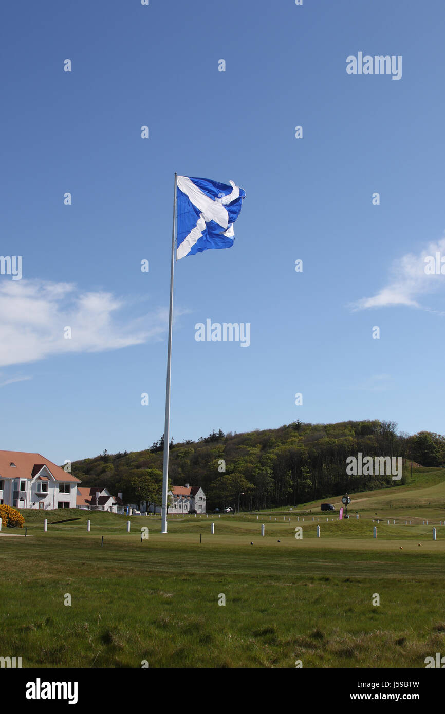 Trump Turnberry, Ayrshire, Scotland .One of the largest saltire flags in Scotland  dominates the area and can be seen from miles around Stock Photo