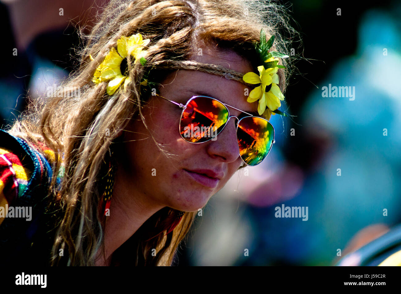 Enthusiastic Music Rock Festival Fans Audience Participation Summer