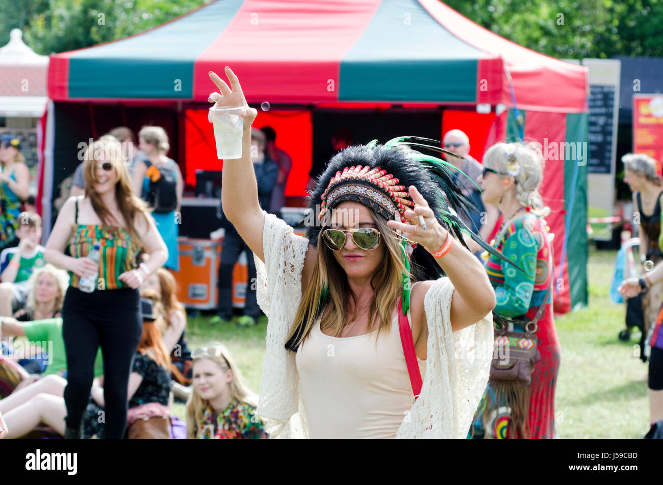 Enthusiastic Music Rock Festival Fans Audience Participation Summer