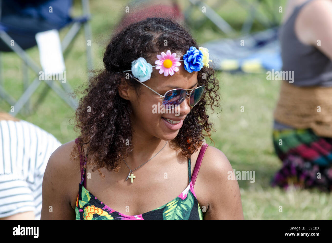 Enthusiastic Music Rock Festival Fans Audience Participation Summer