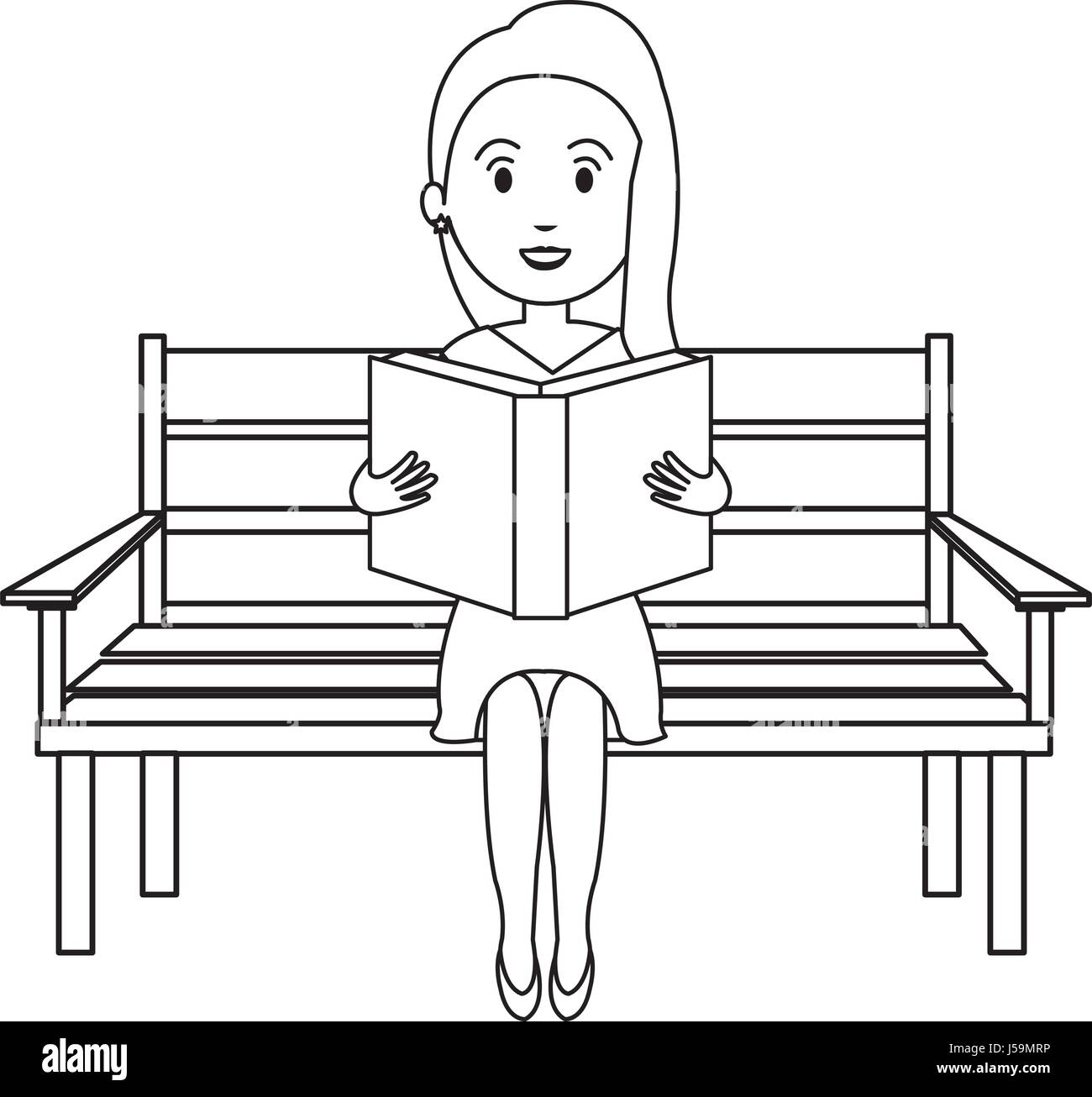 woman reading book in park chair Stock Vector Image & Art Alamy