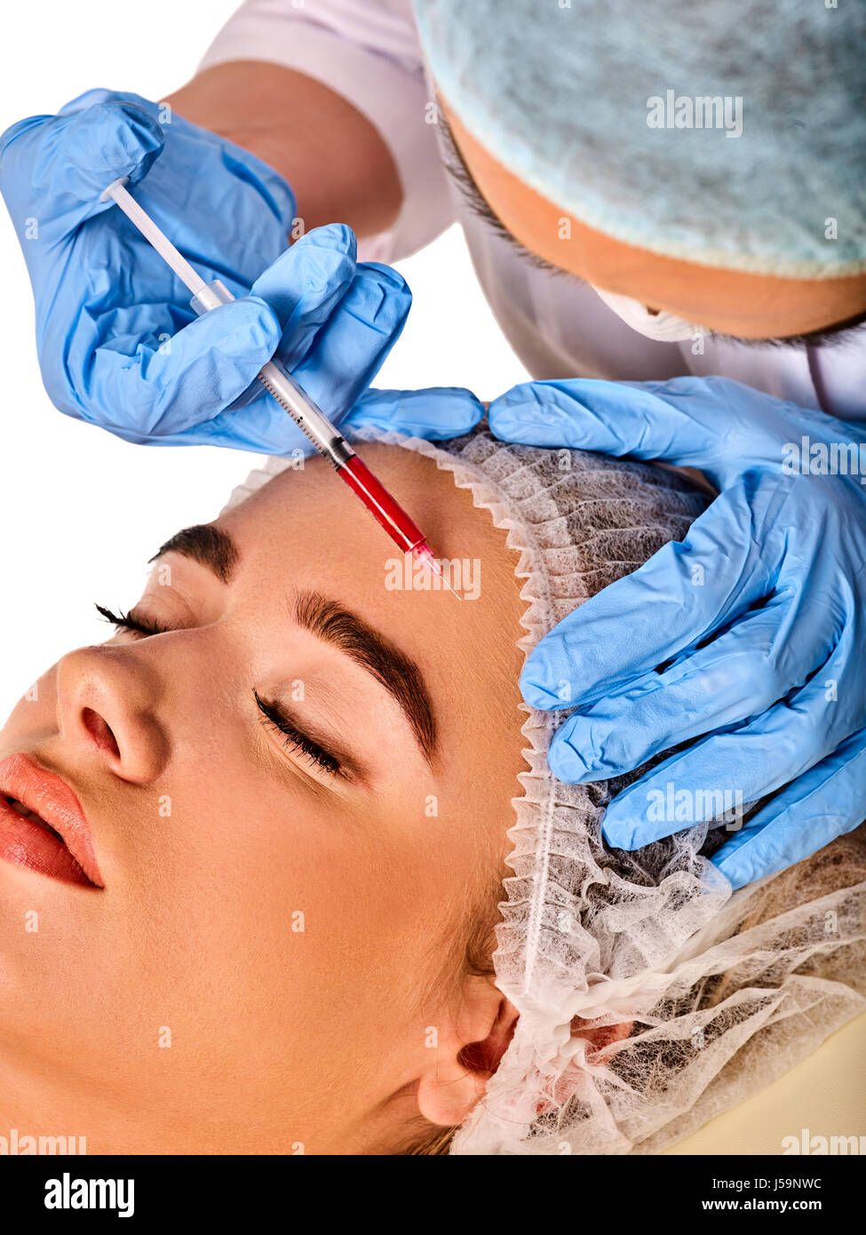 Dermal fillers of woman in spa salon with beautician Stock Photo Alamy
