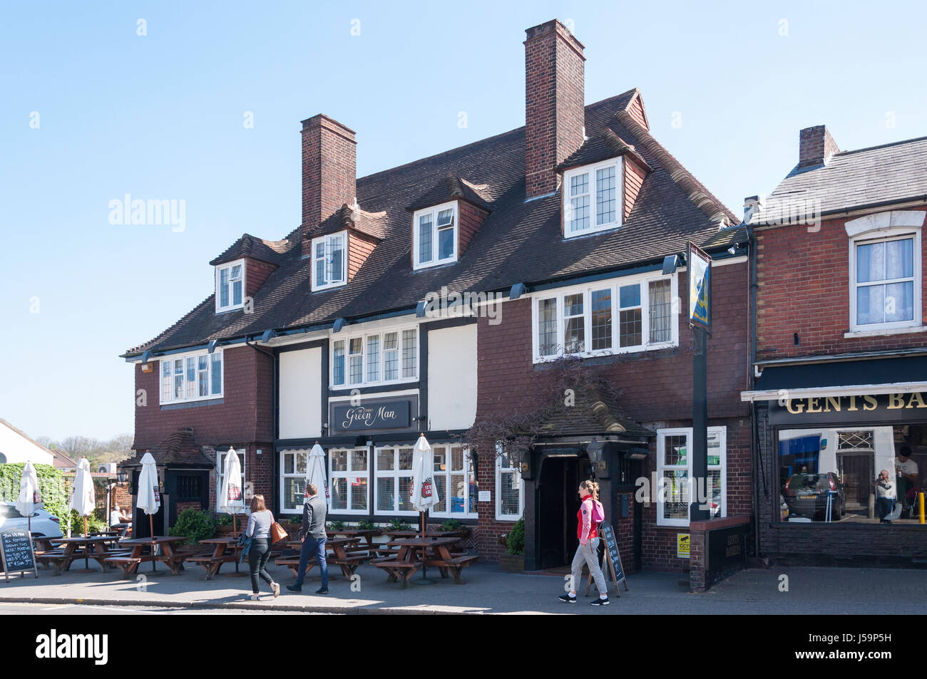 The Famous Green Man Pub, High Street, Ewell, Surrey, England, United Kingdom Stock Photo