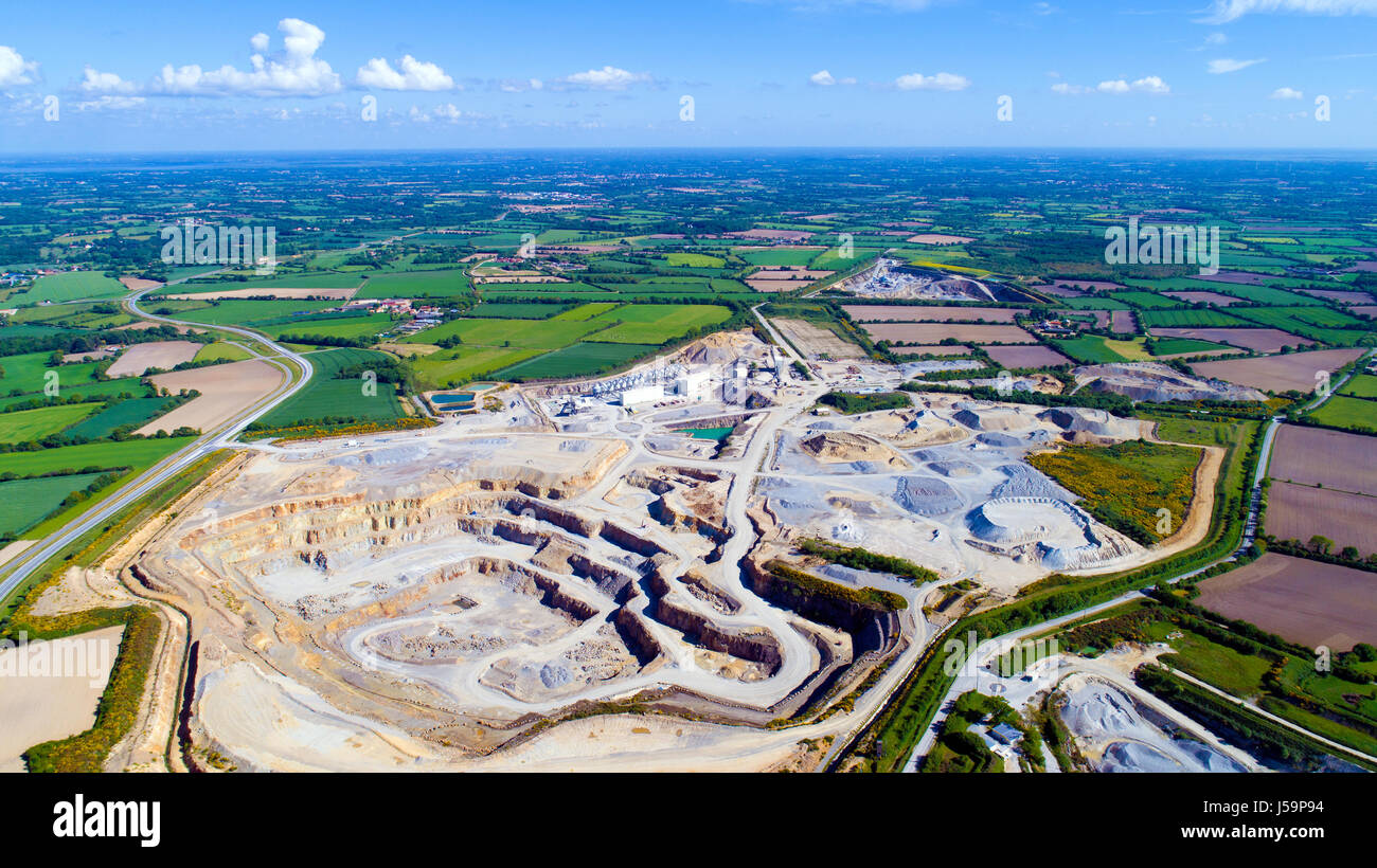 Aerial photography of quarrying operations in Rouans, Loire Atlantique, France Stock Photo