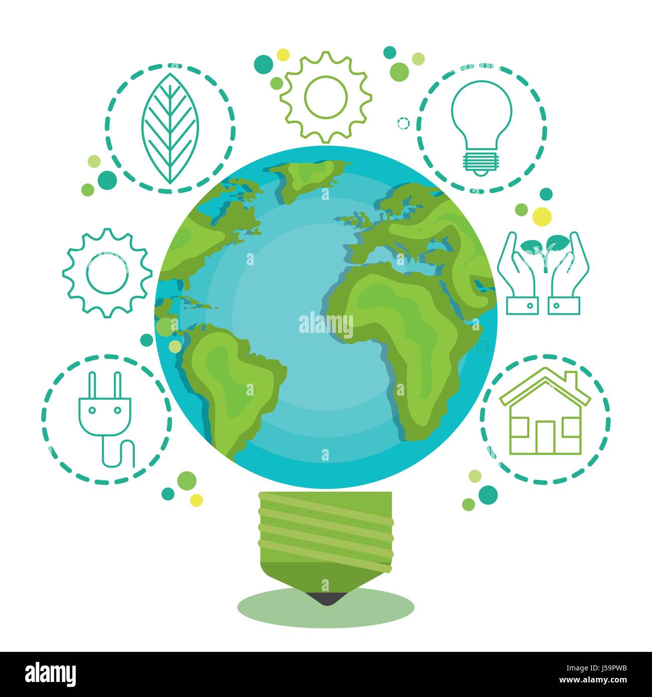 Green globe light bulb design Stock Vector Image & Art - Alamy