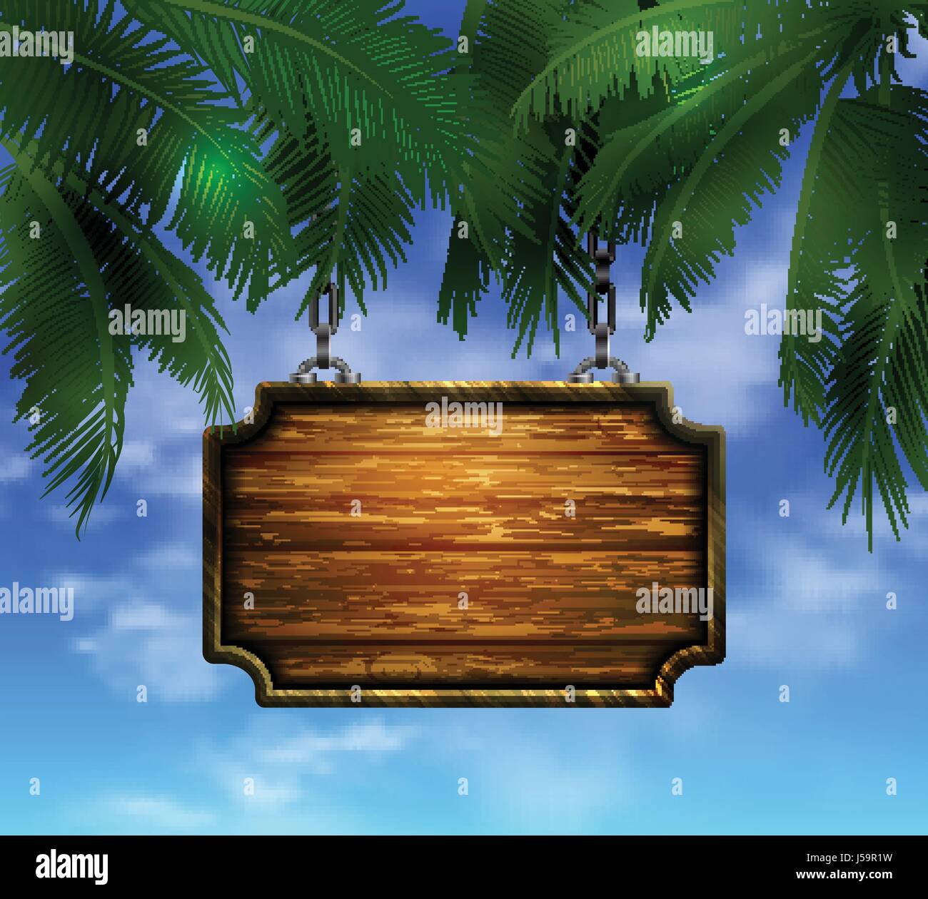 summer wooden sign on tropical beach background Stock Vector Image ...