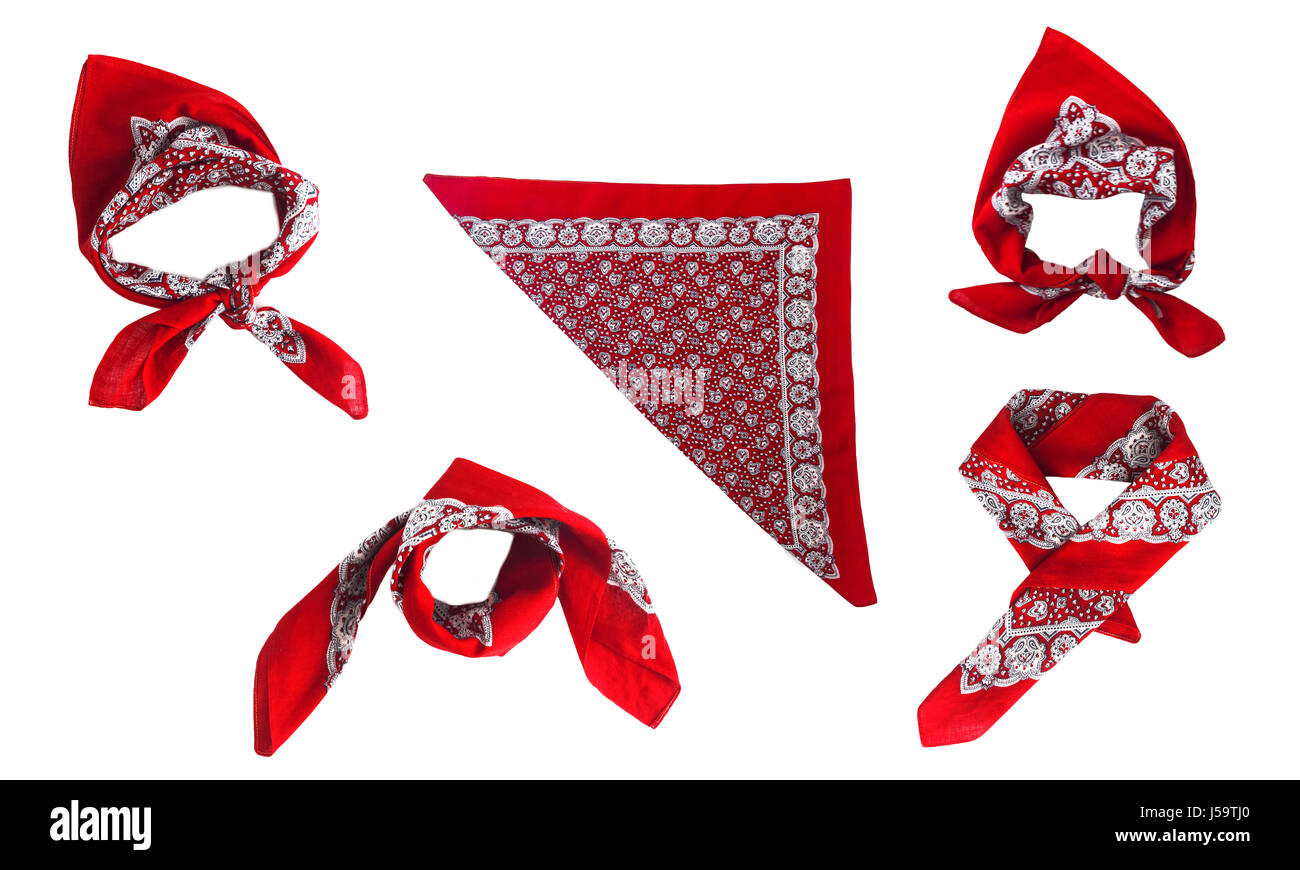 Red kerchief bandana with a pattern, isolated Stock Photo Alamy