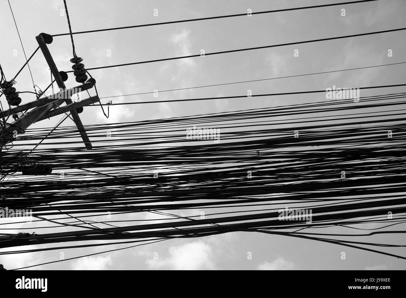 Overhead Cables Thailand Stock Photo Alamy