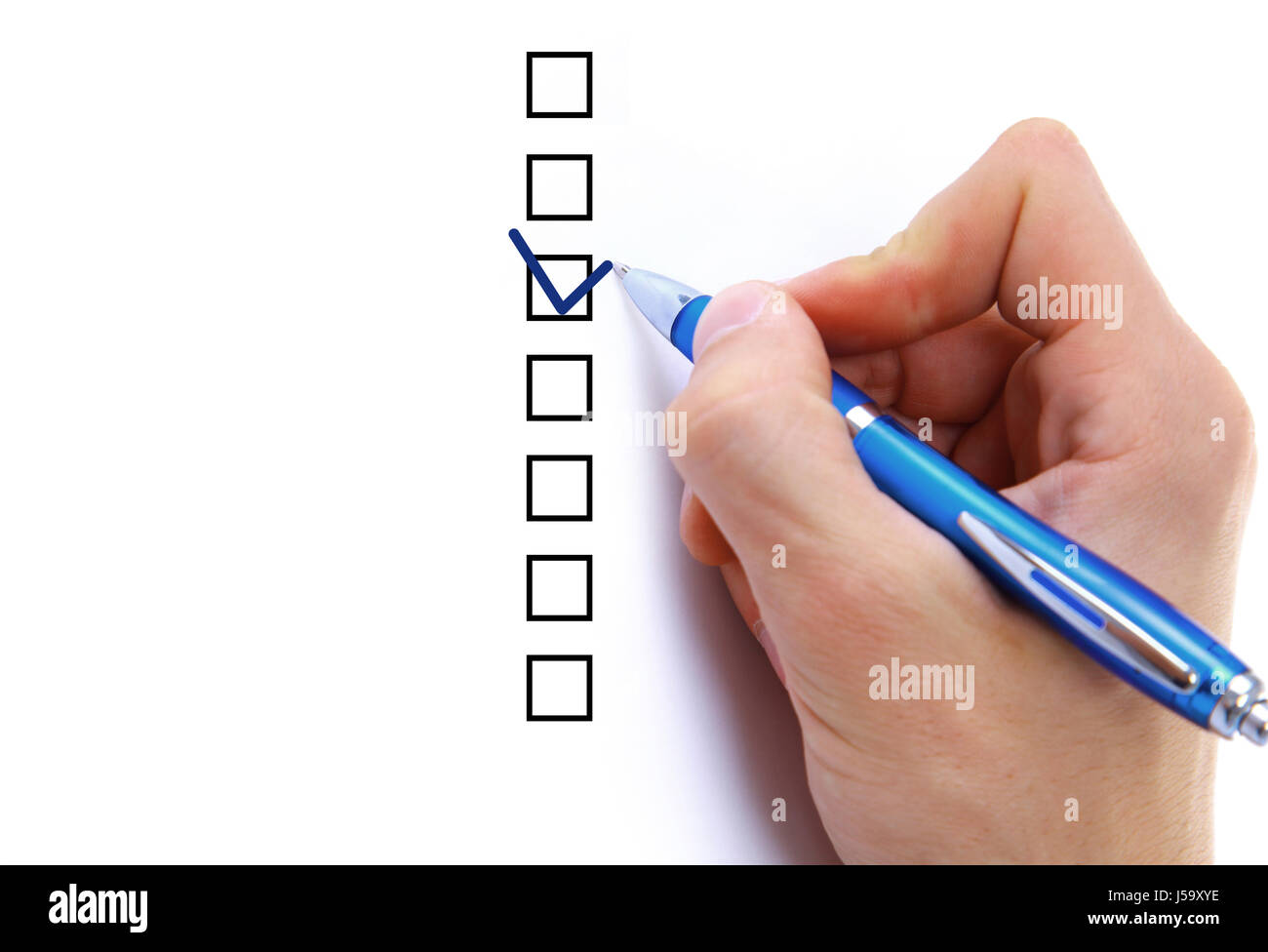 Hand choosing one of three options Stock Photo - Alamy