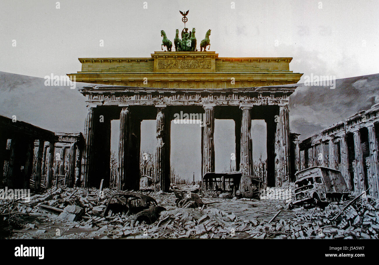 berlin destruction ruins middle end of war photo picture image copy deduction Stock Photo