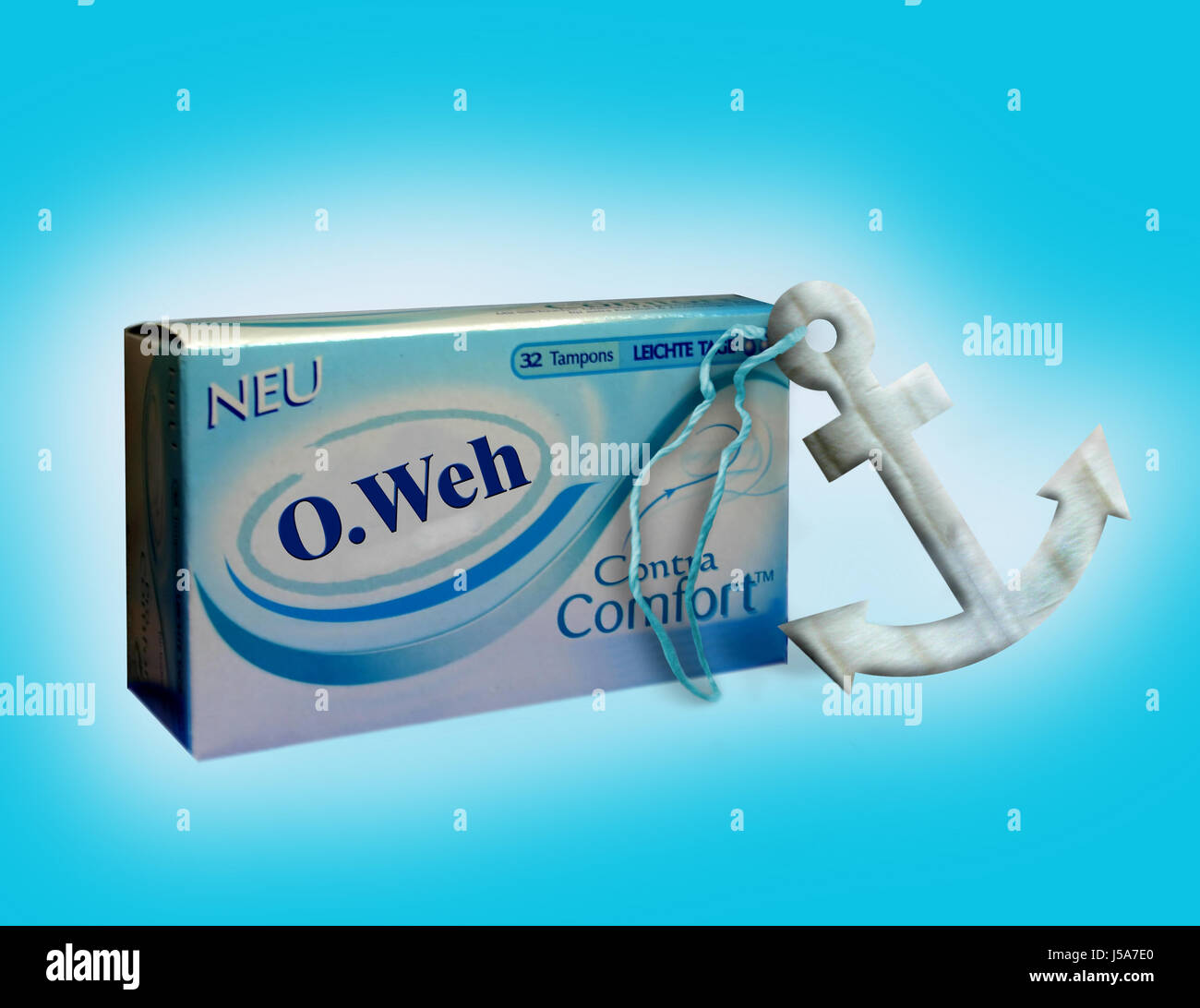 blue pain package ache turquoise funny hygiene box anchor wadding days  tampon Stock Photo - Alamy