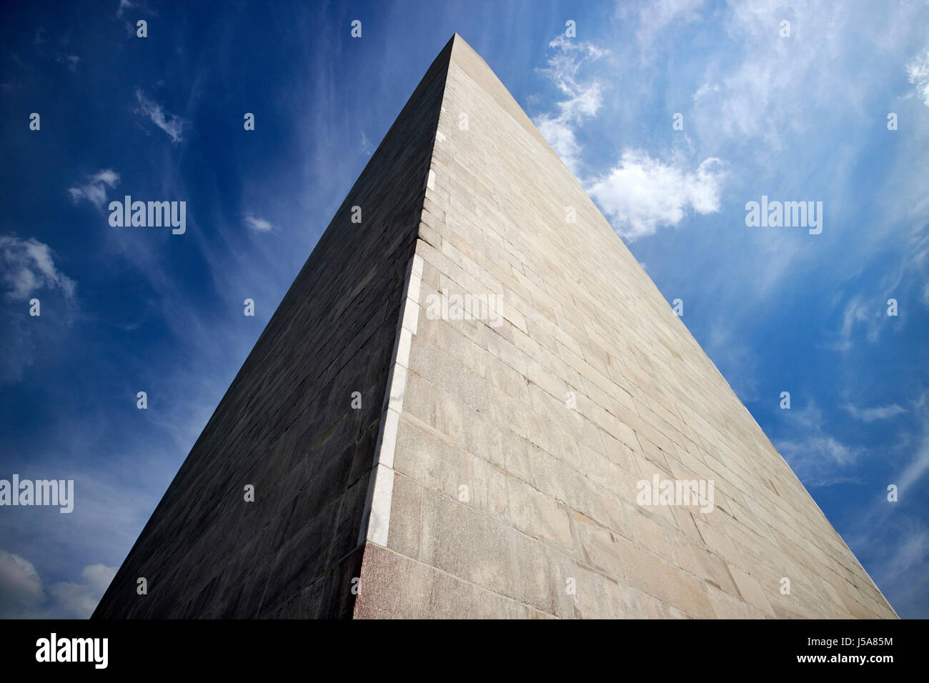 looking up at repairs on the washington monument obelisk the national mall Washington DC USA Stock Photo