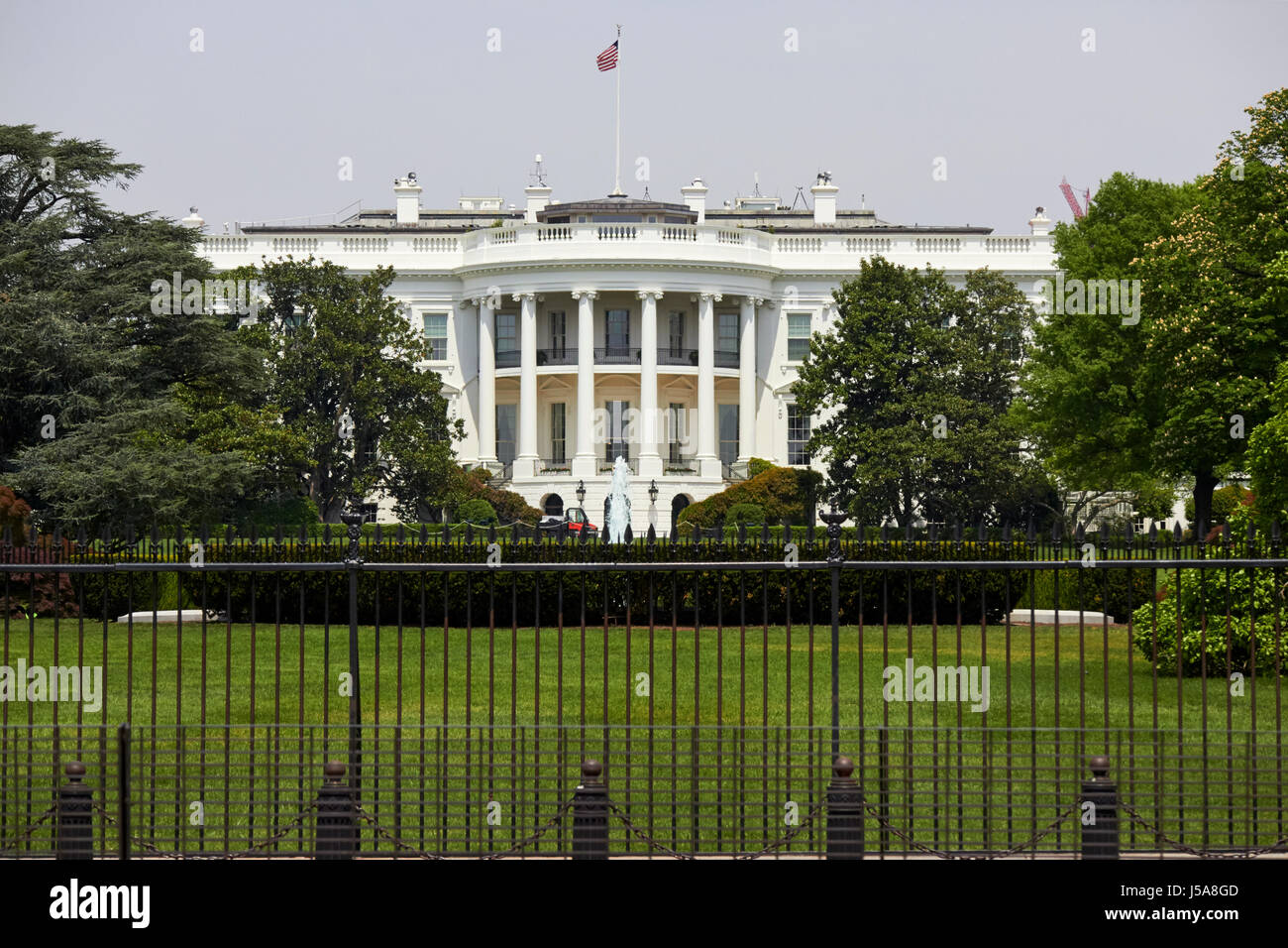 security fencing outside the southern facade of the white house Washington DC USA Stock Photo