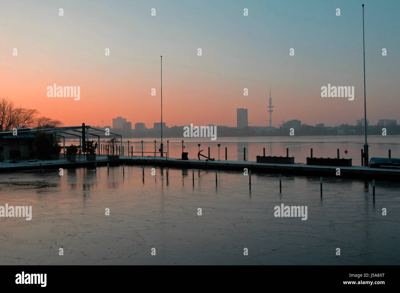 blue hour on the alster Stock Photo