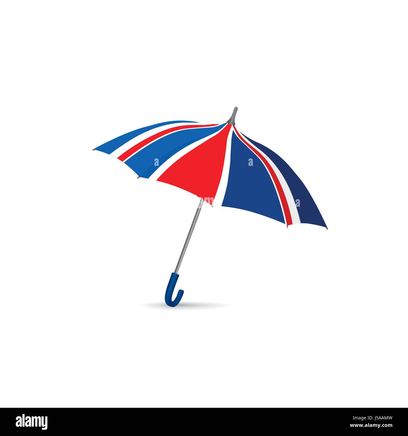 British flag colored umbrella. Season english fashion accessory. Travel Great Britain sign Stock Vector