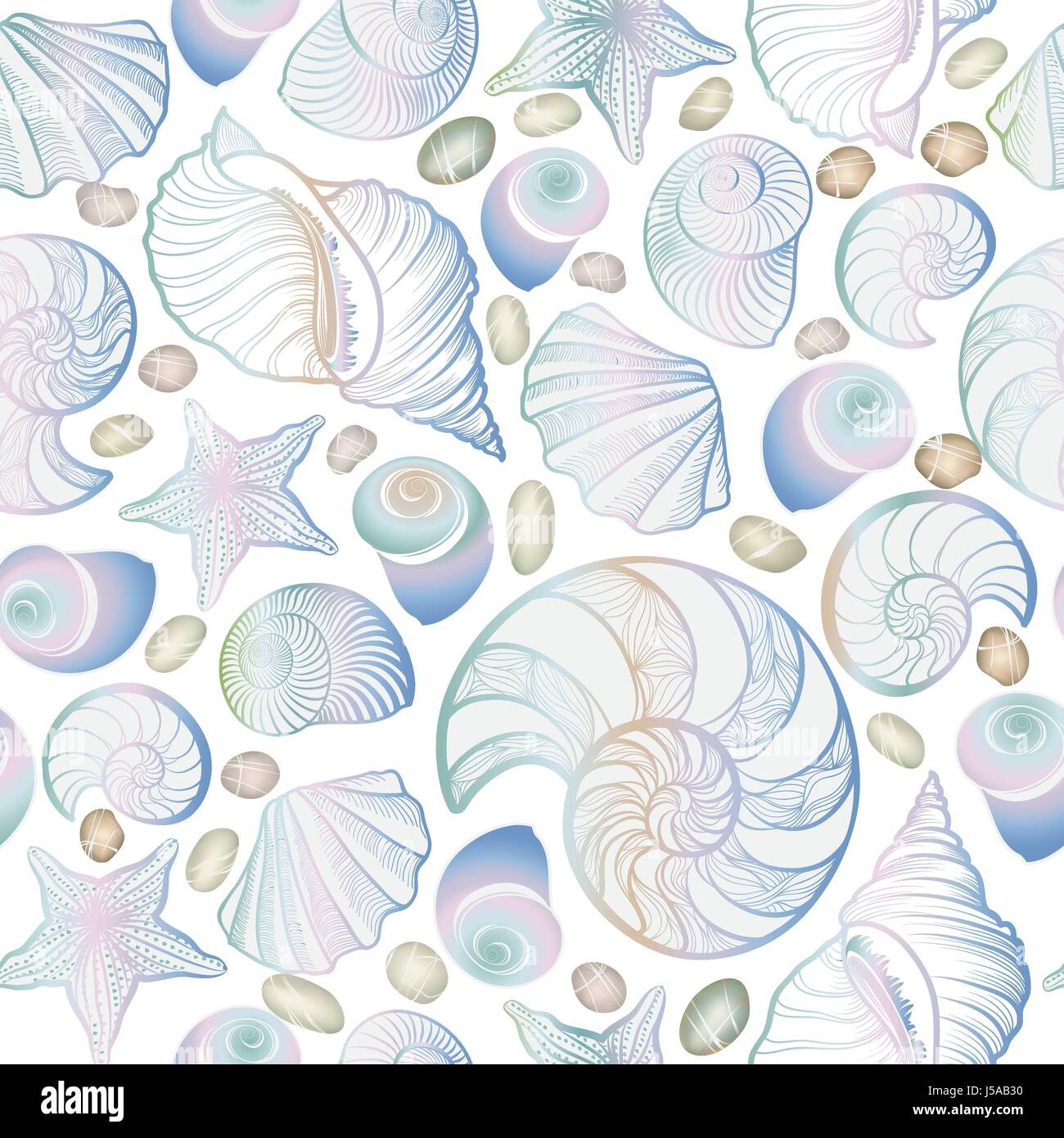 Seashell seamless pattern. Summer holiday marine background. Underwater  ornamental textured sketching wallpaper with sea shells, sea star and sand  Stock Vector Image & Art - Alamy
