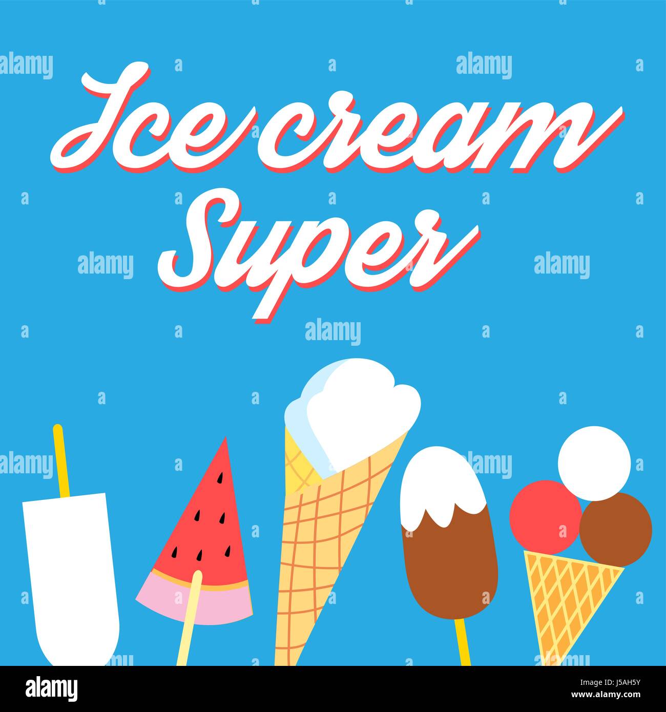 Vector super delicious ice cream poster on a blue background Stock Vector  Image & Art - Alamy