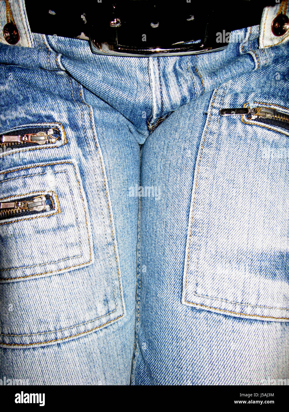 Woman zip blue jeans hi-res stock photography and images - Alamy